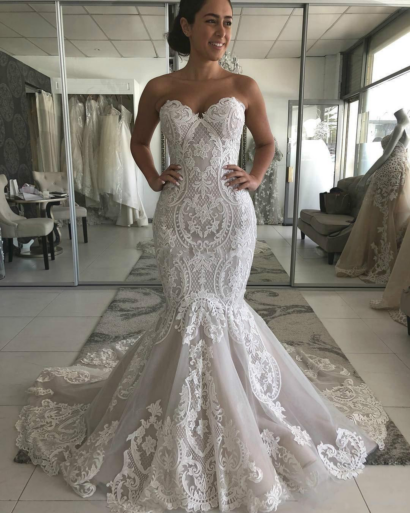 Sexy Mermaid Ivory Lace Appliques ...